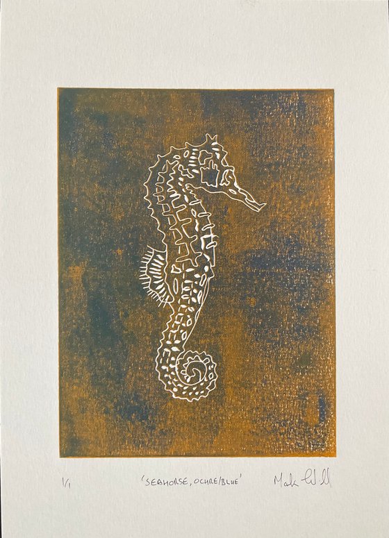 Seahorse, Ochre/Blue