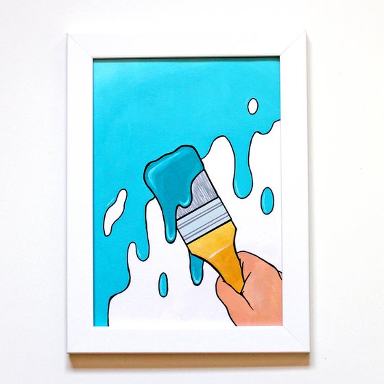 Paint It Turquoise Pop Art Painting on Paper