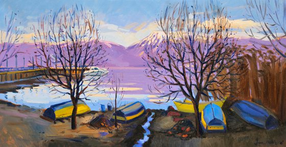 Winter afternoon by the lake
