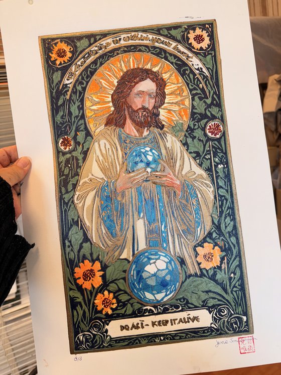 Guardian of Knowledge – Reduction Linocut