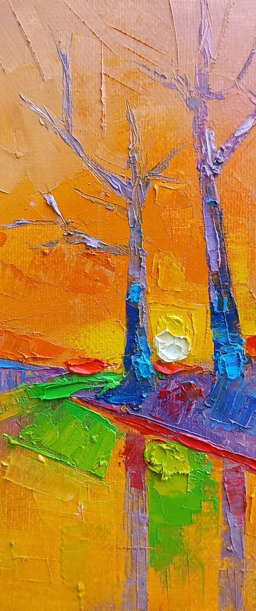 Two Trees at Dusk by Narek Qochunc