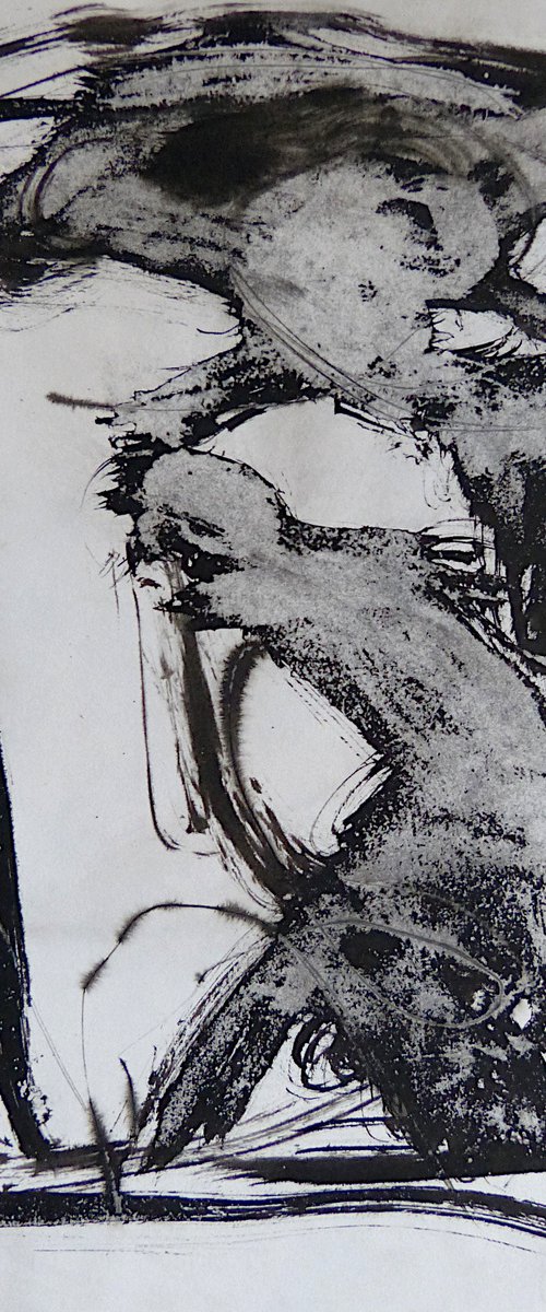 Black and white Expressive Drawing 4, Ink on Paper 24x32 cm by Frederic Belaubre