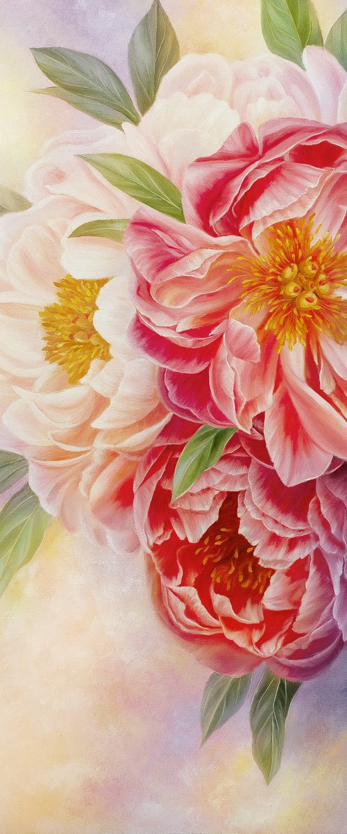 "Peonies mood", pink flowers by Anna Steshenko