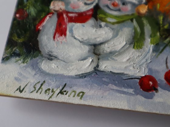 Snowman, Christmas Painting