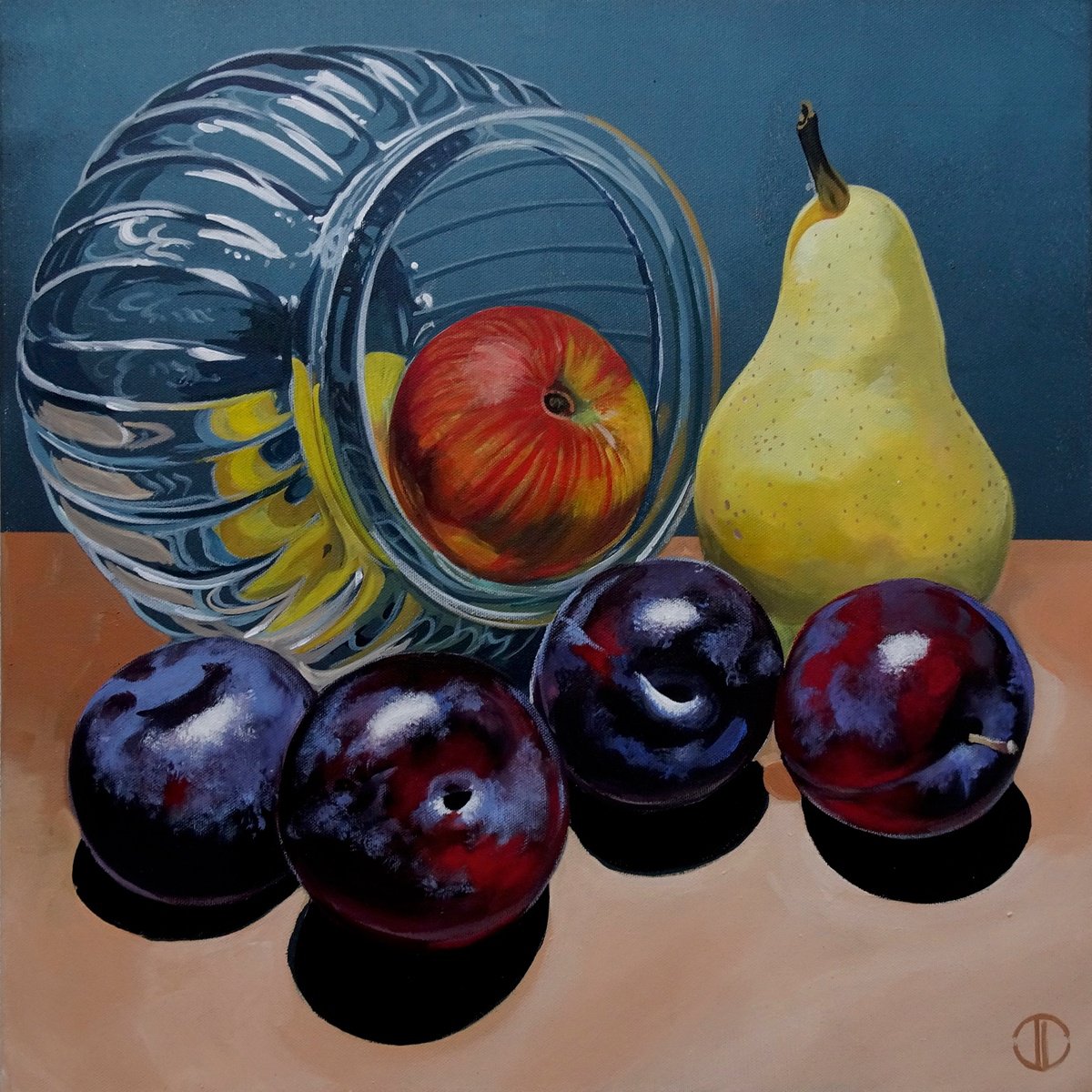 Impressionistic Still Life Acrylic Painting By Joseph Lynch, 20 X 20, Autumn Harvest, Original Artwork