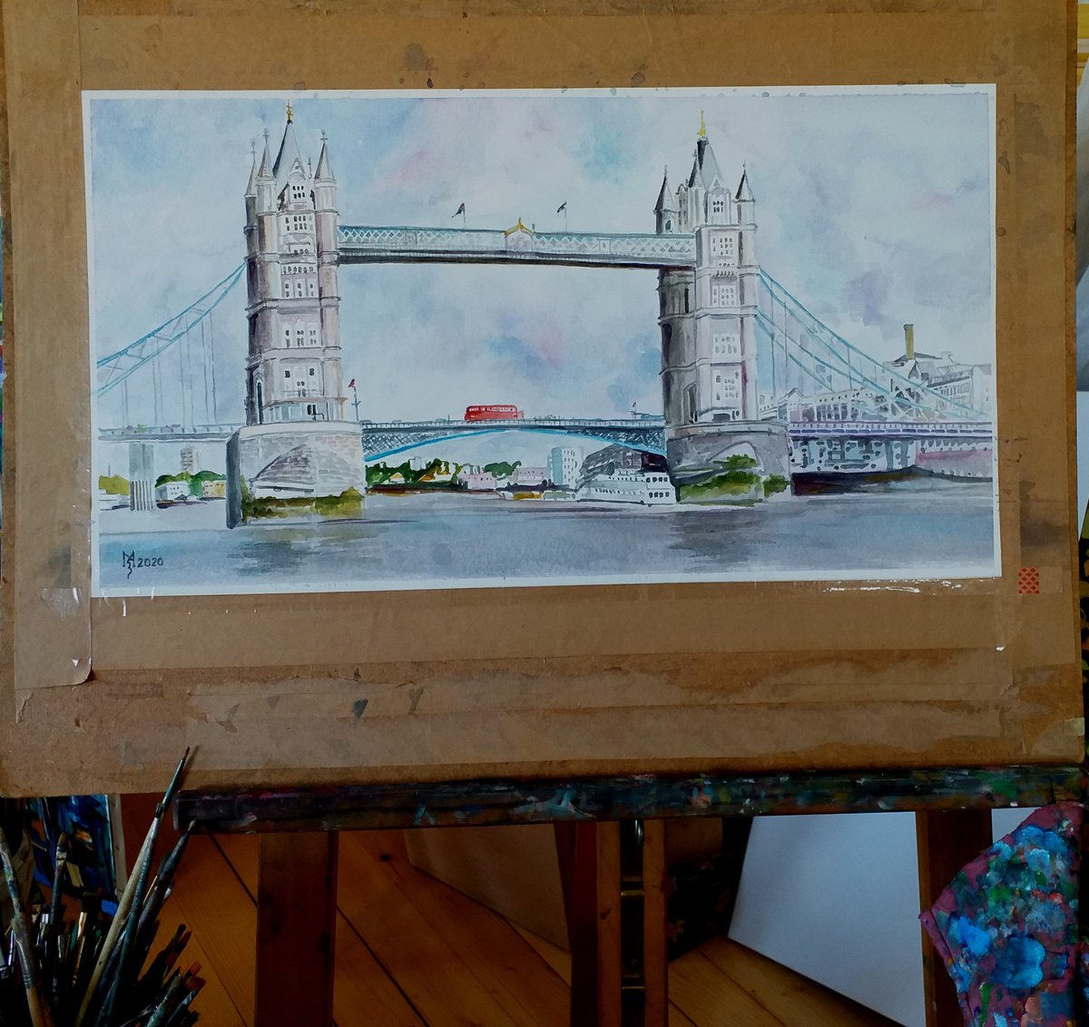 Impressionistic Cityscapes Watercolour By Zoran Mihajlovic Muza, 20 X 10", London, Original Artwork