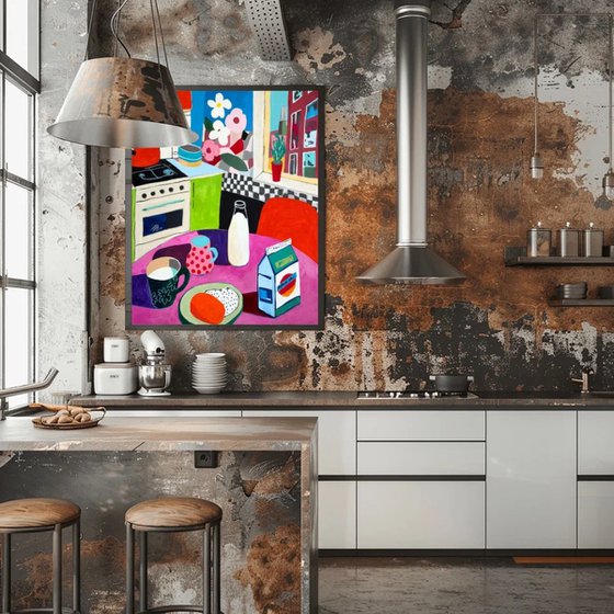 Morning Milk Carton in Floral Kitchen