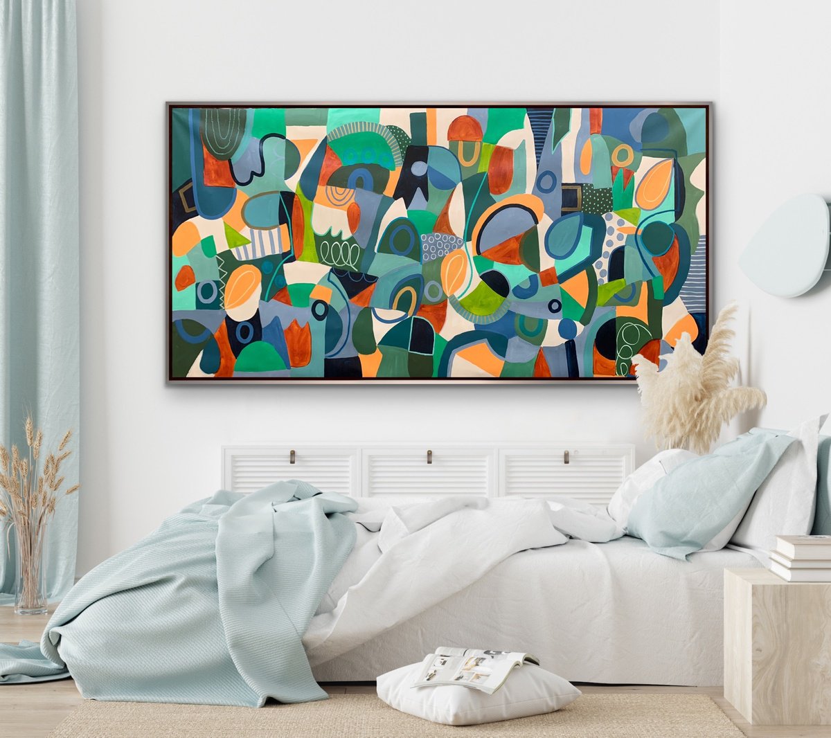 Organic Abstract Acrylic Painting By Rashna Hackett, 72 X 37", Because It Was Raining, Original Artwork