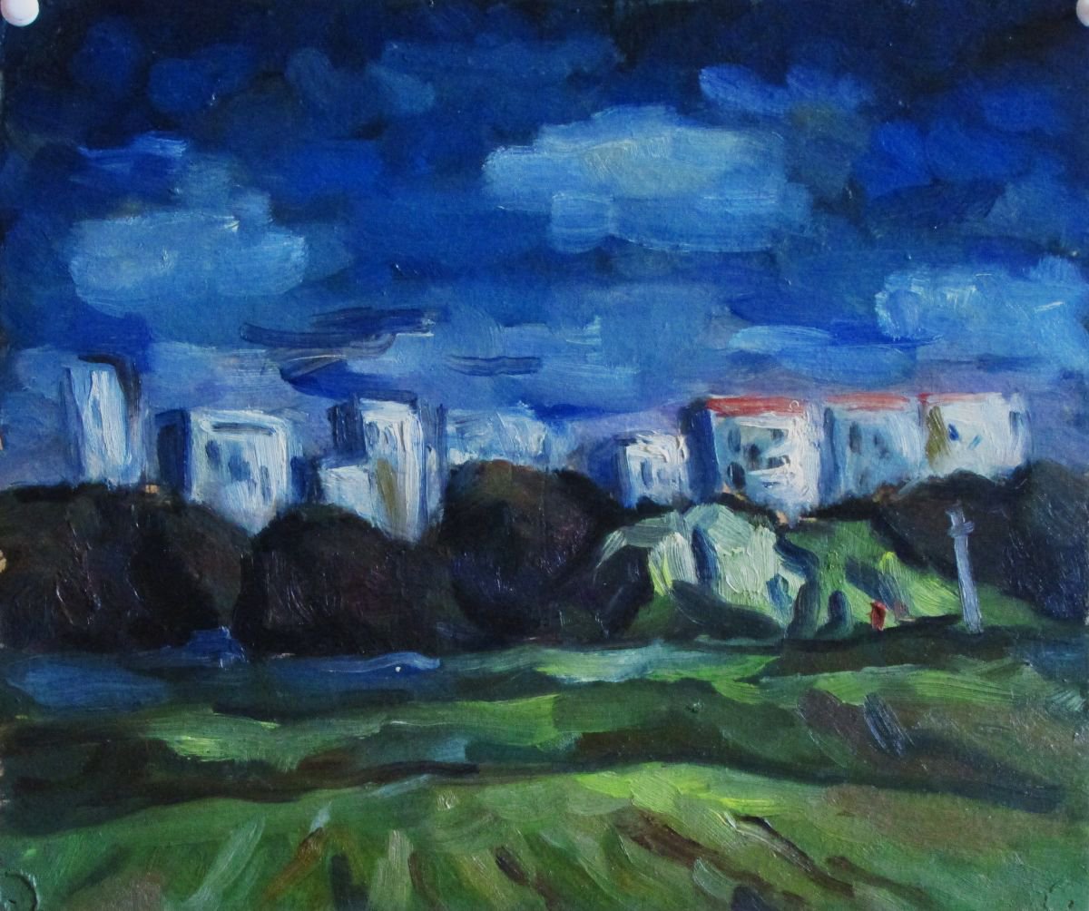 Impressionistic Landscape Oil Painting By Kateryna Bortsova, 10 X 8", City, Original Artwork