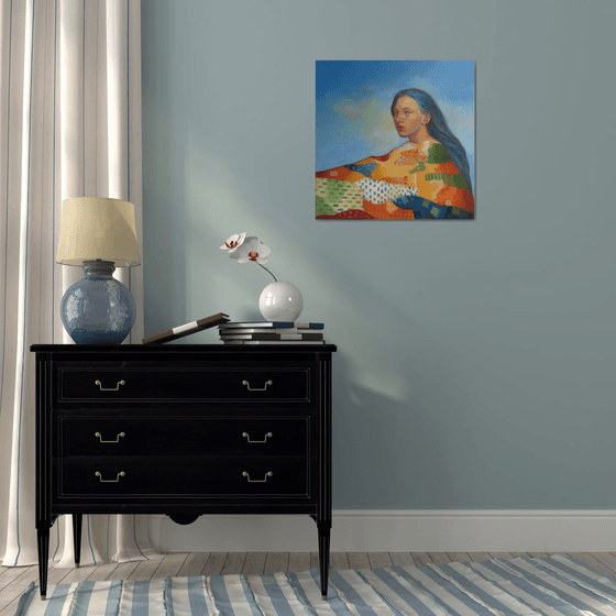 Lady with blue hair
