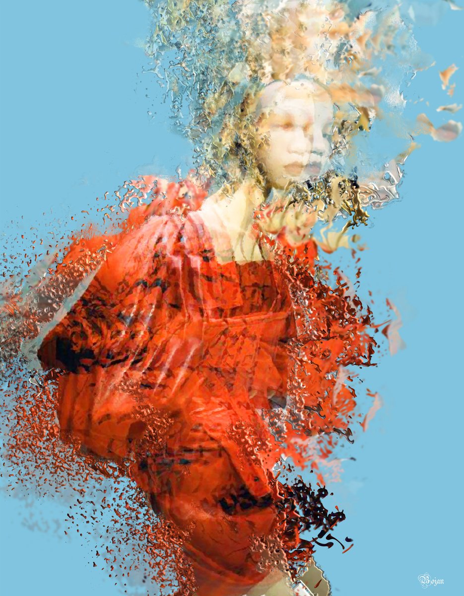 Illustrative Portrait Photograph By Bojan Jevtic, 33 X 43, Red Alert, Original Artwork