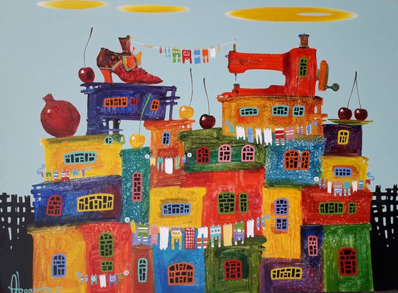 Childhood dreams-38 (60x80cm, oil painting, modern art, ready to hang)