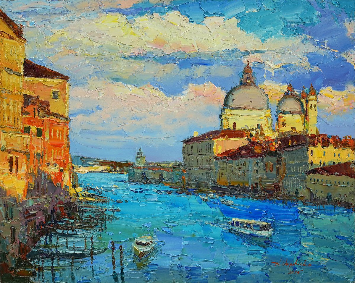 Impressionistic Cityscapes Oil Painting By Alisa Onipchenko-Cherniakovska, 20 X 16, Grand Canal. Venice, Original Artwork