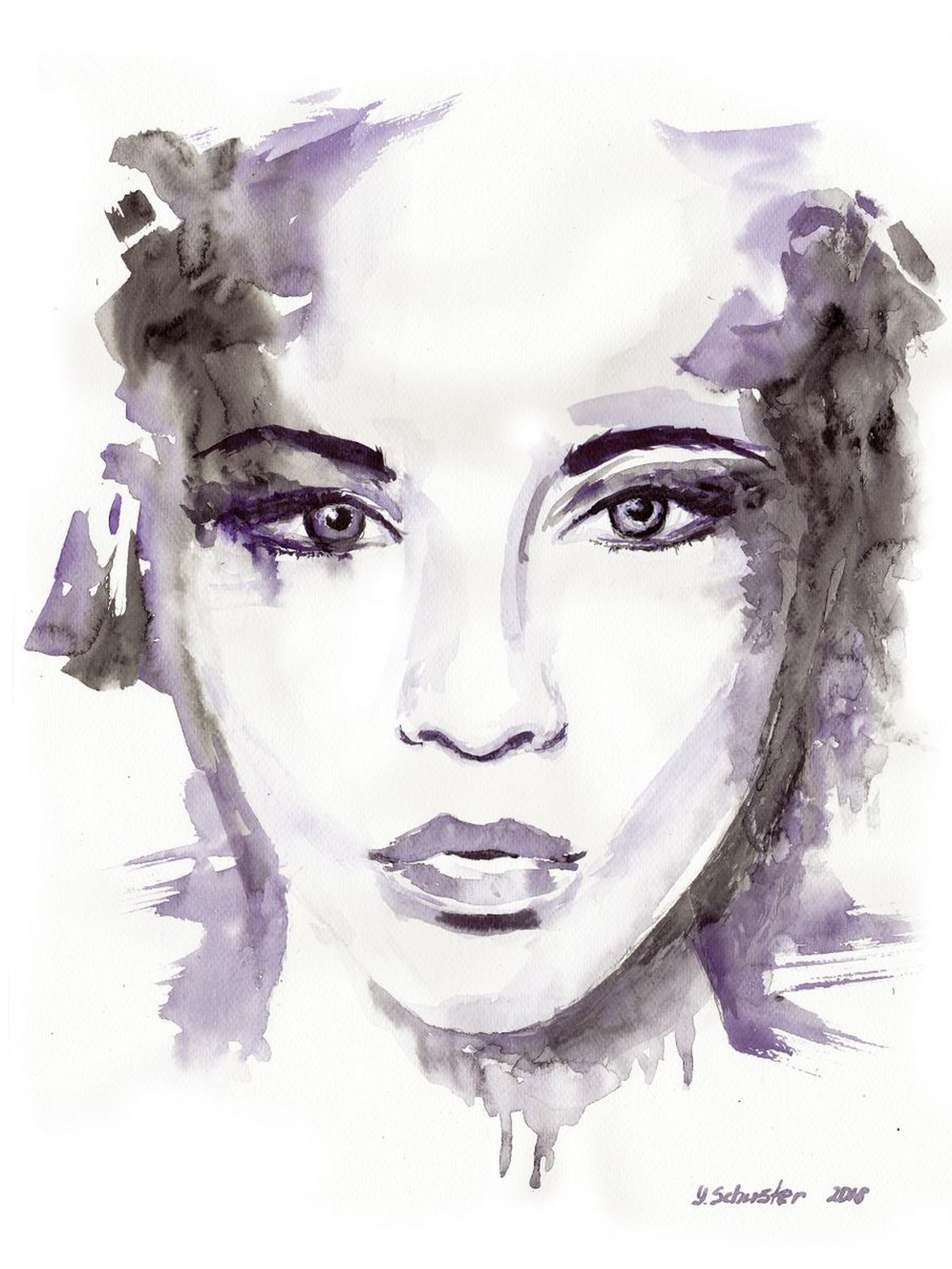 Watercolor top face abstract
