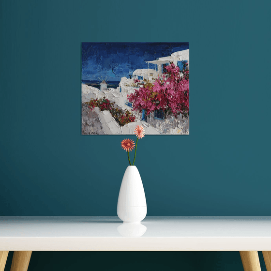 Bougainvillea in Santorini, Greece