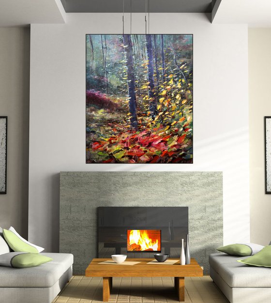 FOREST COLORS. Large painting 90x120cm