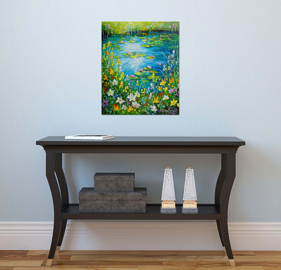 Pond by the Blooming Bank,