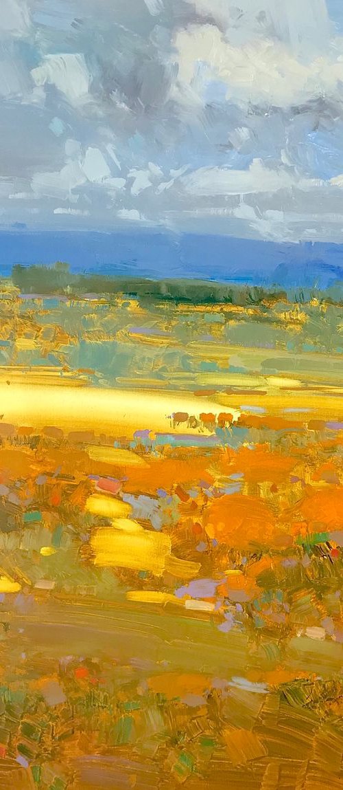 Field of Yellow Flowers, Original oil painting, One of a kind Signed by Vahe Yeremyan