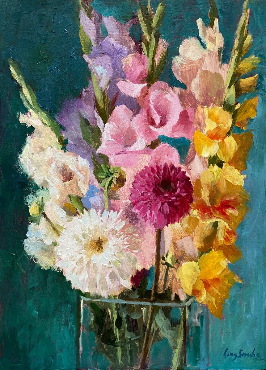 Impressionistic Botanical Oil Painting By Ling Strube, 12 X 16", Summer Joy, Original Artwork
