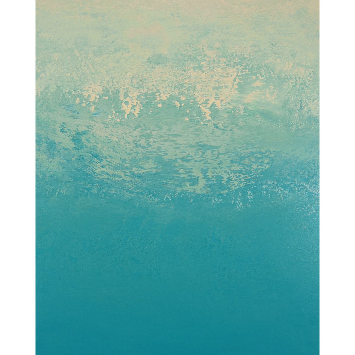 Expressive Abstract Acrylic Painting By Suzanne Vaughan, 24 X 30", Teal Tide - Color Field, Original Artwork