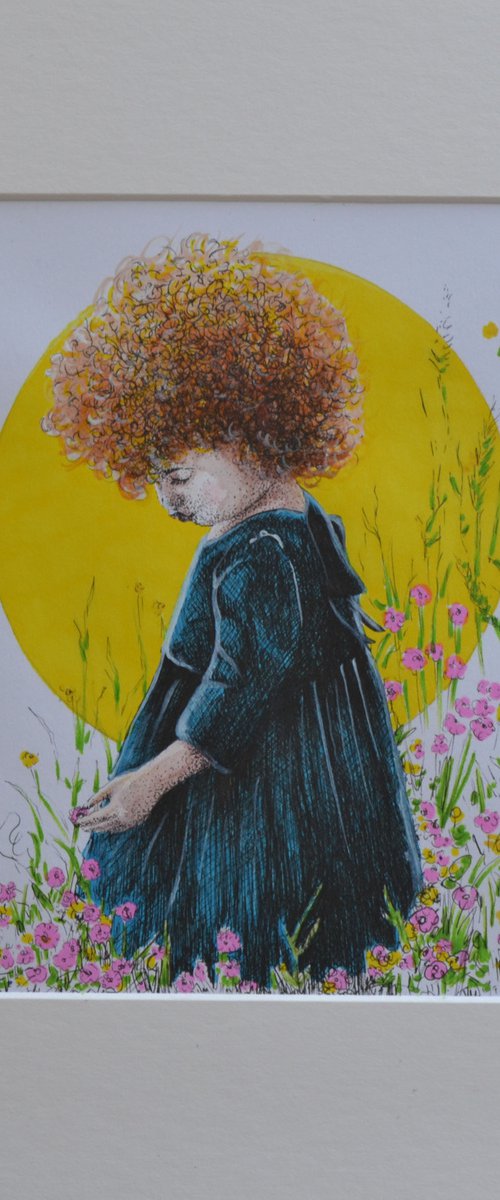 The girl on a sunny meadow by Maja Tulimowska - Chmielewska