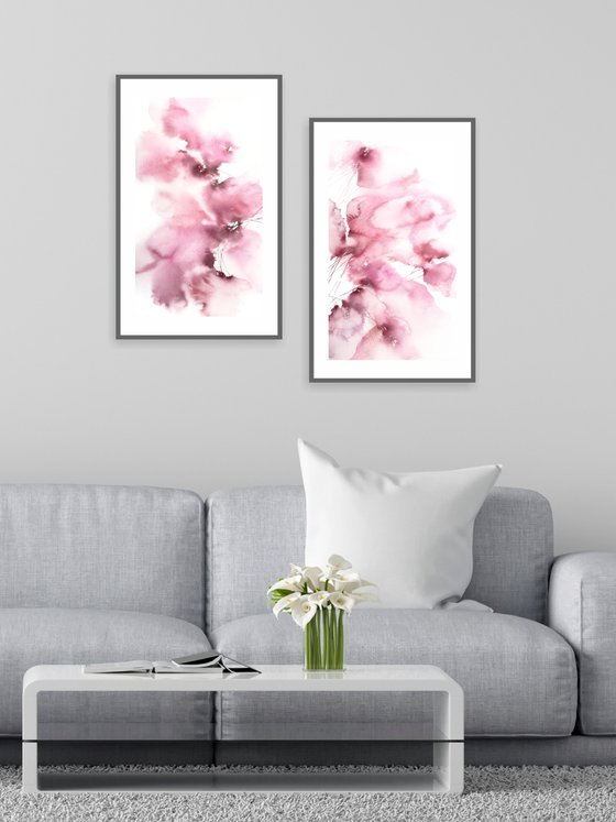 Pink abstract flowers set