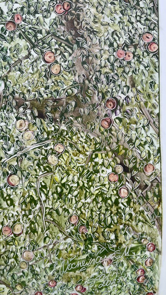 Apple trees and blue sky