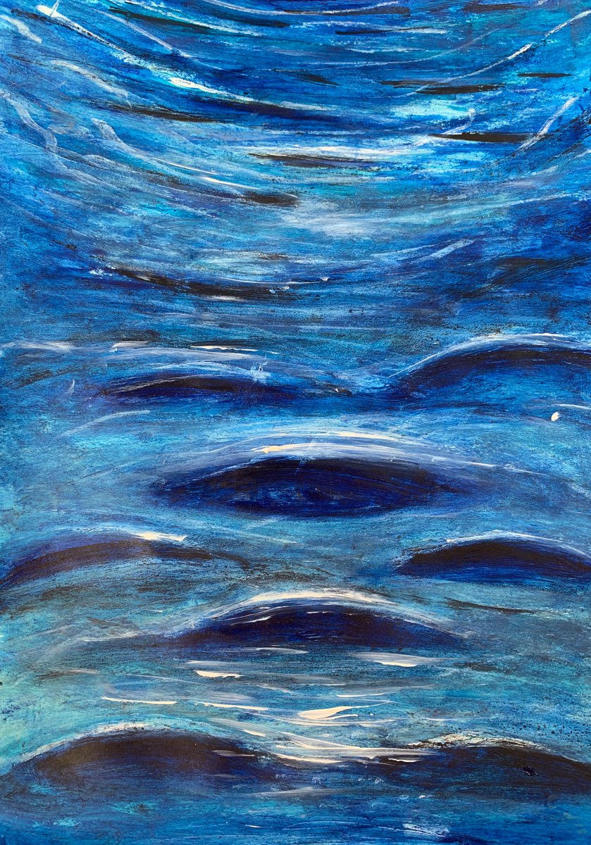 Water Seascape Painting for Home Decor, Blue Impressions Wall Art Decor, Artfinder Gift Id... by Kumi Muttu