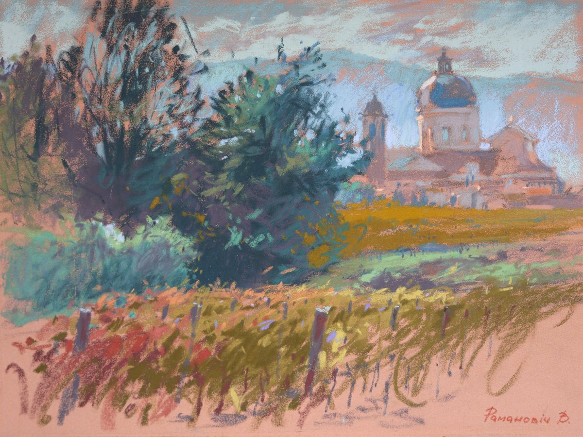 Impressionistic Pastel Drawing , Umbrian Landscapes By Victoria Ramanovich, 22 X 18, Artwork For Sale On Artfinder