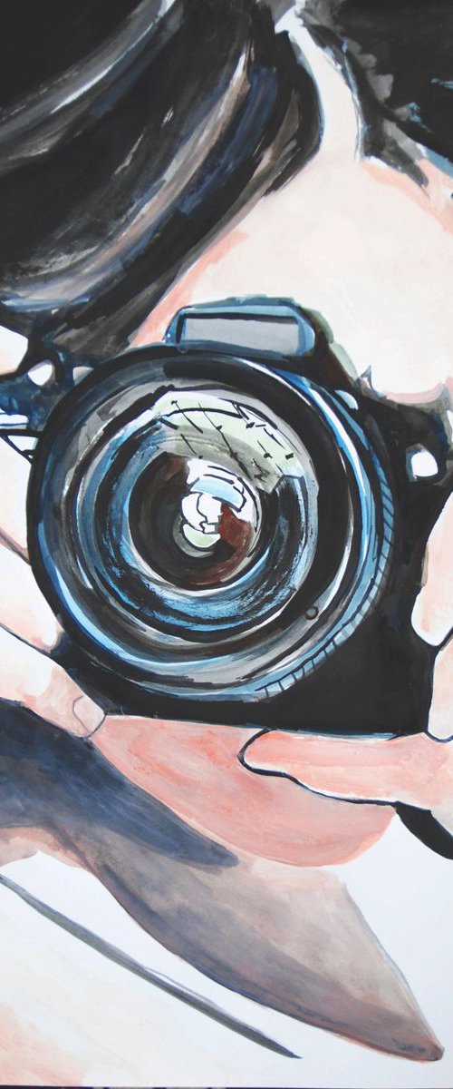 Girl with camera  # 11 / 70 x 49.5 cm by Alexandra Djokic