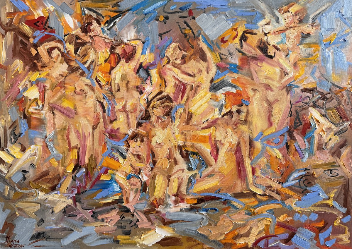 Abstract Oil Painting By Diana Malivani, 28 X 20, Je Te Pressens Deji?..., Original Artwork