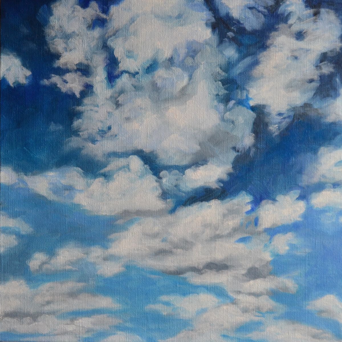 Impressionistic Landscape Oil Painting By Afekwo, 14 X 14, Cloudy Day, Original Artwork