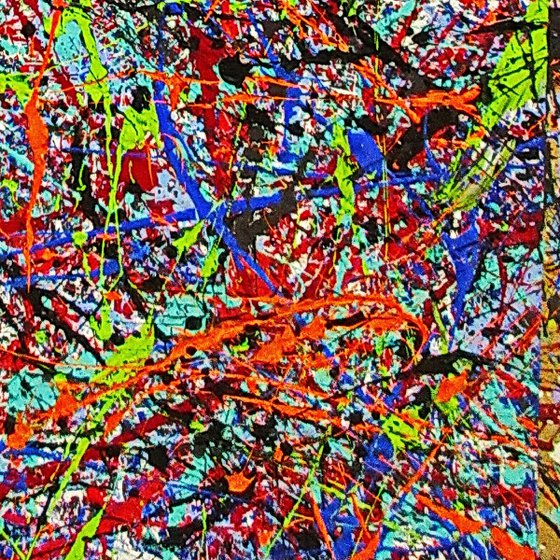 VIVID OVER ALL, Pollock inspired, framed