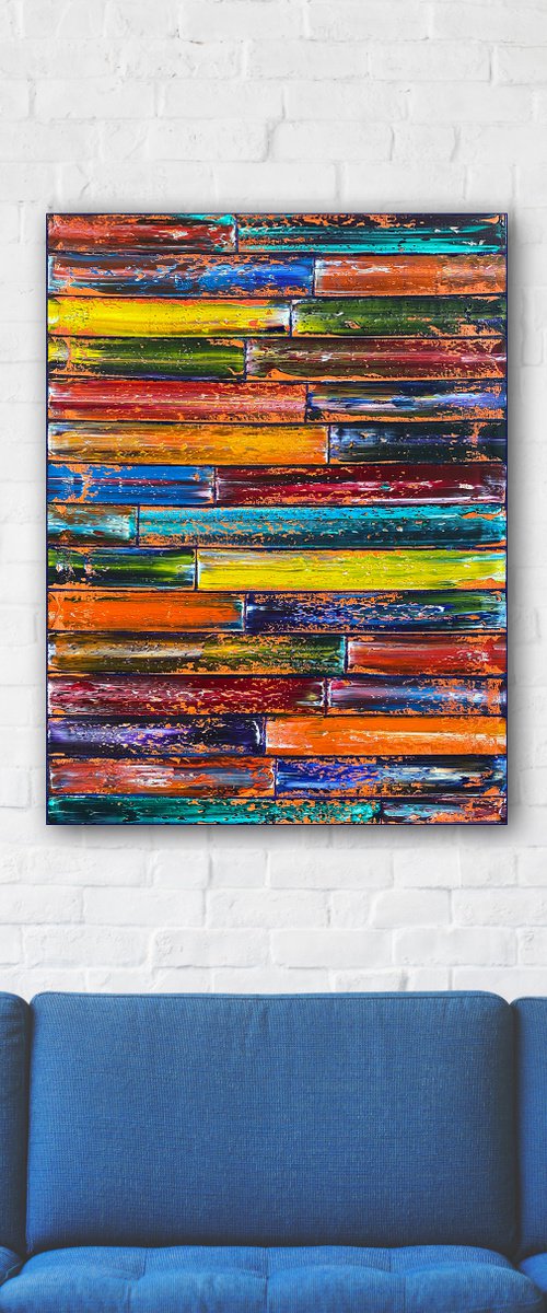 "Color Stacking" - Original PMS Abstract Oil Painting On Canvas - 24" x 32" by Preston M. Smith (PMS)