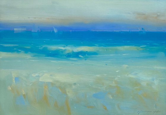 Ocean View, Original oil painting, Handmade artwork, One of a kind