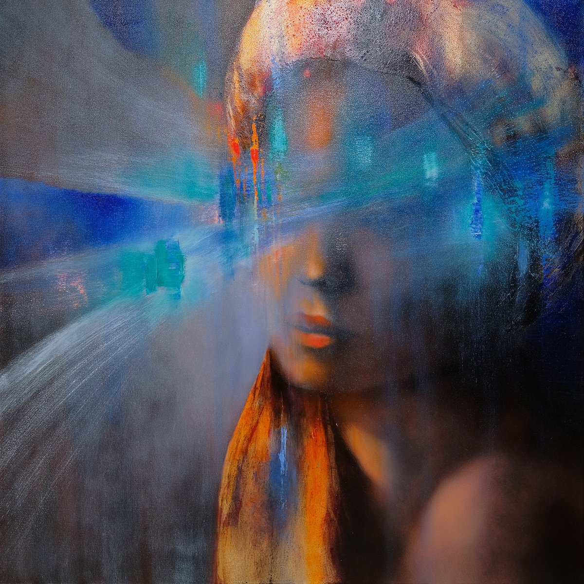 Impressionistic Portrait Oil Painting By Annette Schmucker, 39 X 39, The Dream, Original Artwork