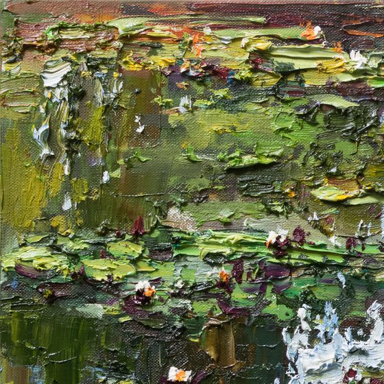 White Water Lilies - Impasto Original Oil painting