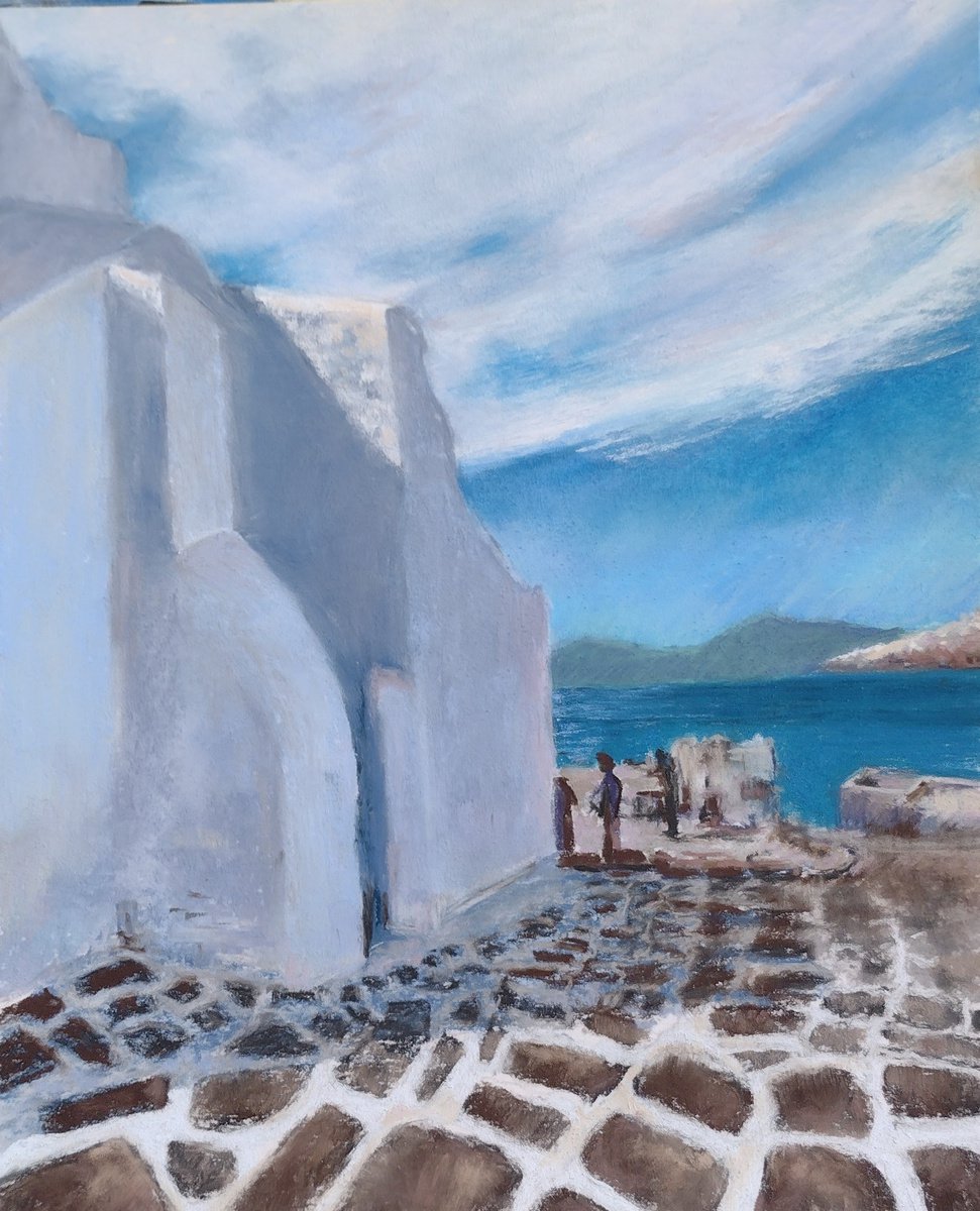 Impressionistic Cityscapes Painting By Joanne Carmody Meierhofer, 12 X 14, Mykonos, Original Artwork