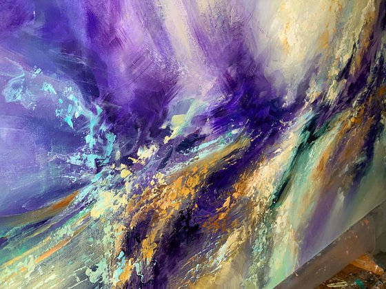 Abstract Oil Painting - Purple Wind 120 x 60 cm