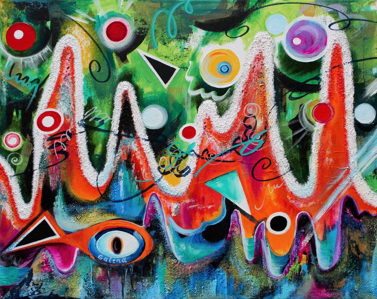 Impressionistic Abstract Acrylic Painting By Galina Victoria, 20 X 16, Mystery Of Camuy 15070, Original Artwork