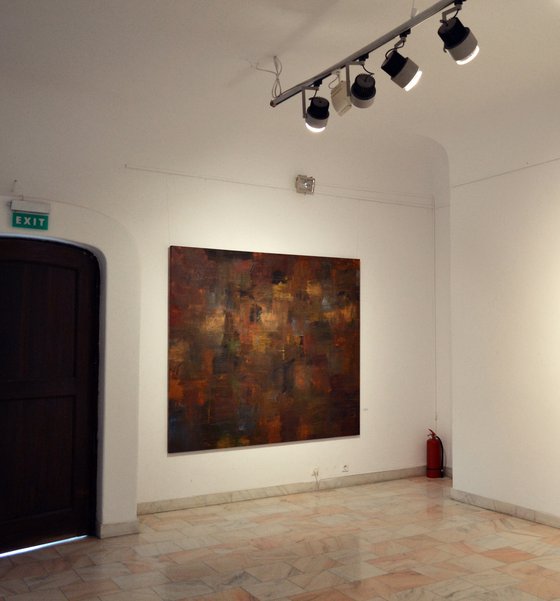 Red large abstract painting