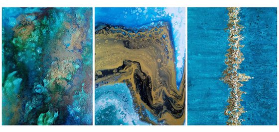 Into The Deep, SET OF 3 PAINTINGS, READY TO HANG