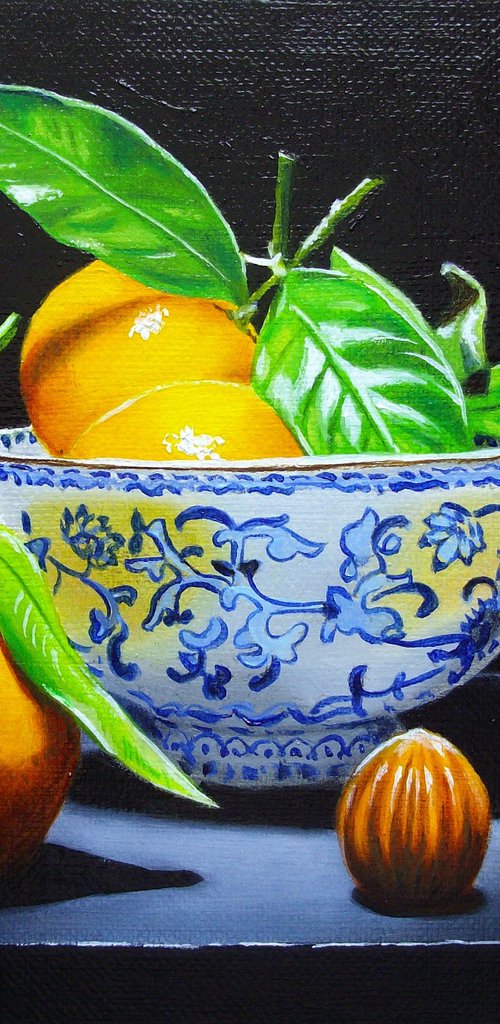 Clementines with Chinese bowl by Jean-Pierre Walter