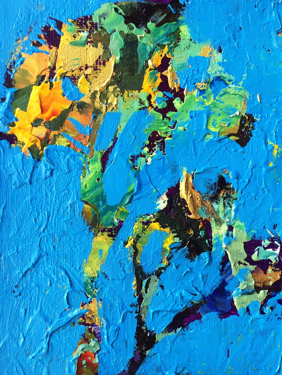 Flower On Blue 1 Floral Painting by Alena Rumak