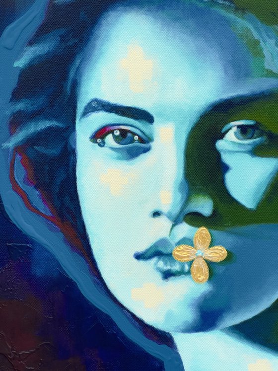 BLUE WOMAN, GOLDEN FLOWER