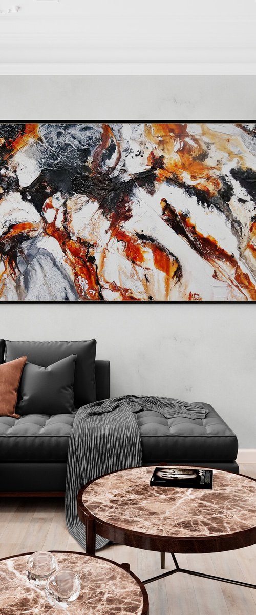Levitating 240cm x 100cm Textured Abstract Art by Franko