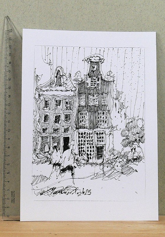 Amsterdam, ink drawing.