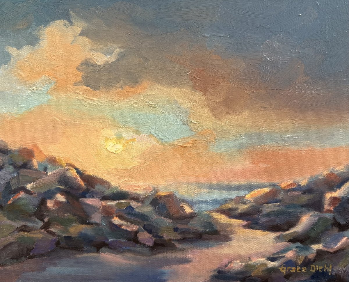 Impressionistic Landscape Oil Painting By Grace Diehl, 10 X 8, Illuminate, Original Artwork