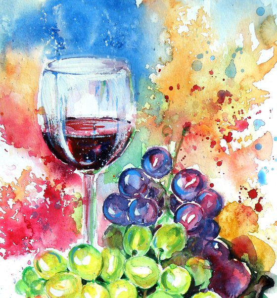 Wine and fruits