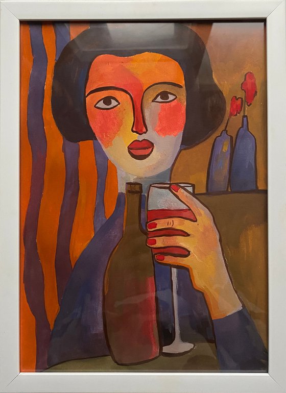 The girl with wine